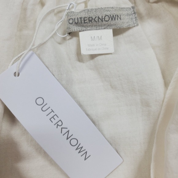 Outerknown Oasis Top Womens Medium White Bows Organic Cotton Boho Beach Coastal - Picture 6 of 12